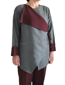 SIDE WRAP - OLIVED GREY  (MAROON PANT)