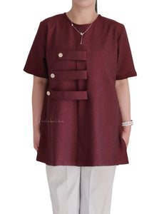 LAYERED BUTTON STRAP - MAROON (CREAM PANT)