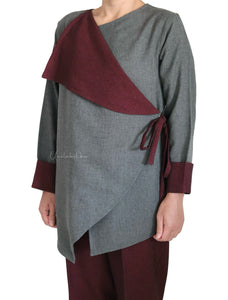 SIDE WRAP - OLIVED GREY  (MAROON PANT)