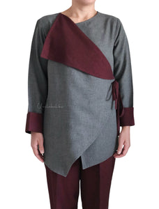 SIDE WRAP - OLIVED GREY  (MAROON PANT)