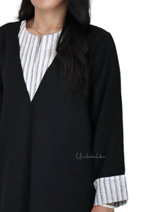 STRIPED PLEATED - LONG SLEEVES (BLACK)