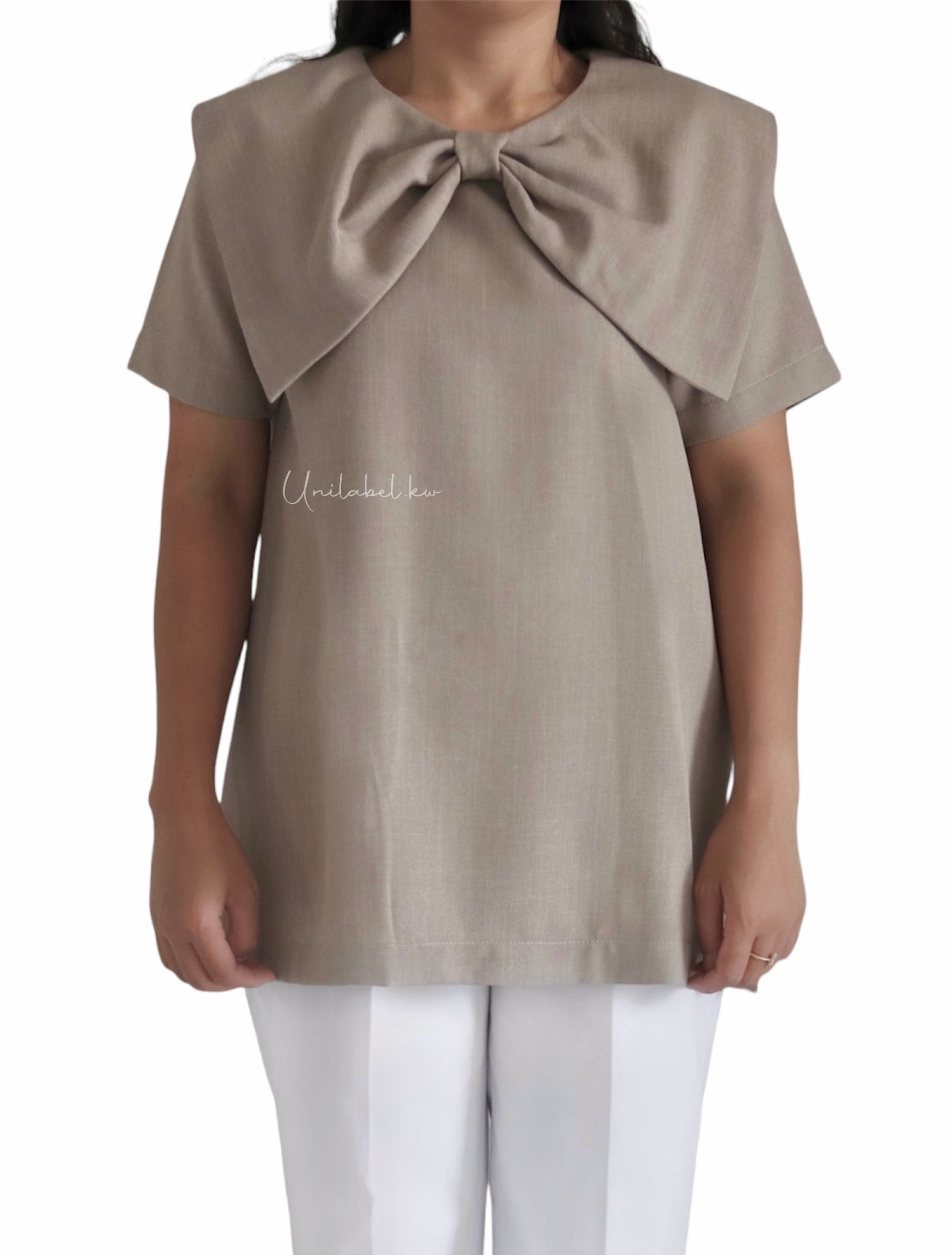 BOW FRONT (GREIGE/WHITE PANT)