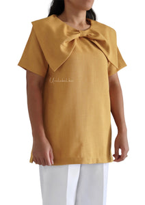 BOW FRONT (MUSTARD/WHITE PANT)