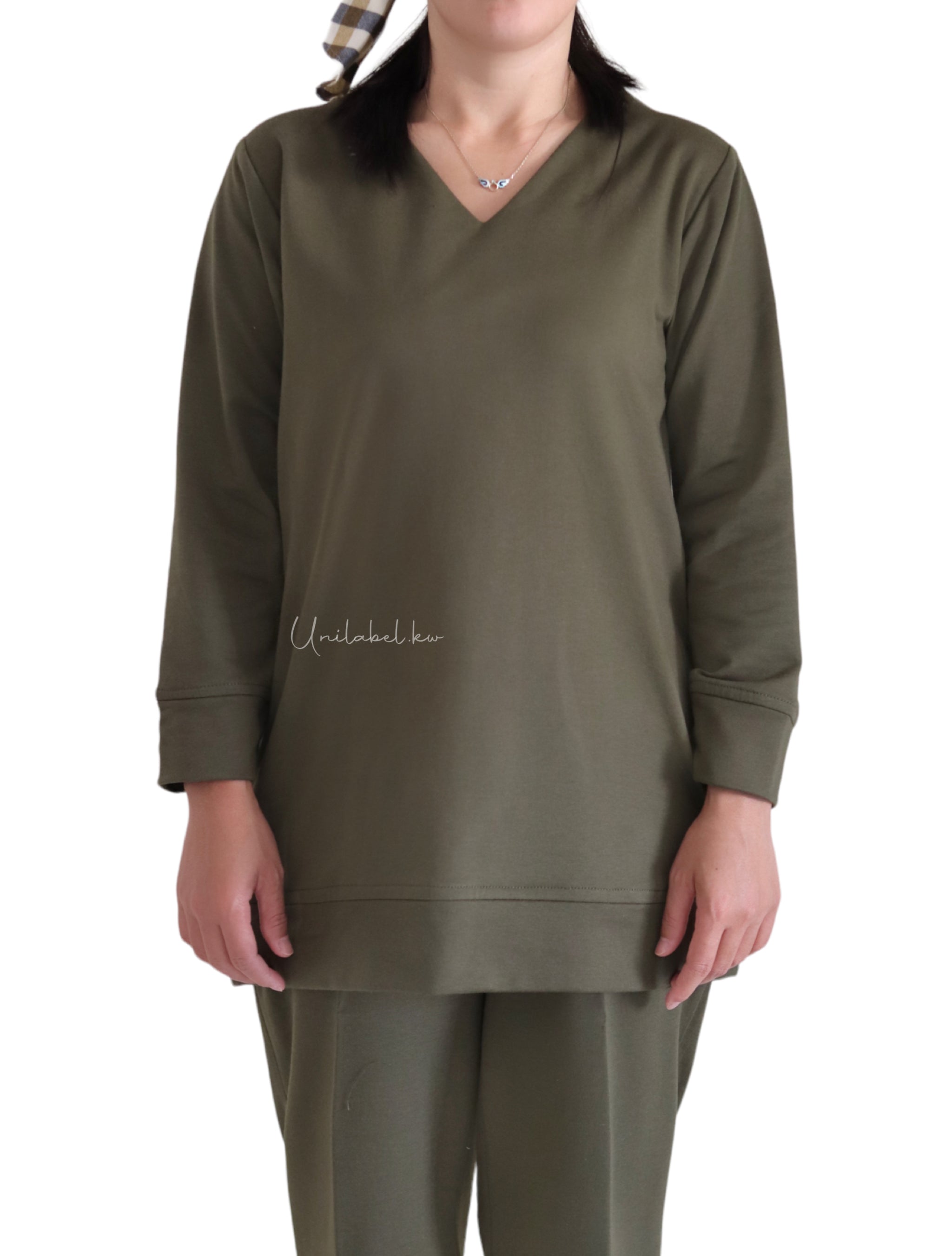 V-NECK SWEATSUIT (OLIVE)