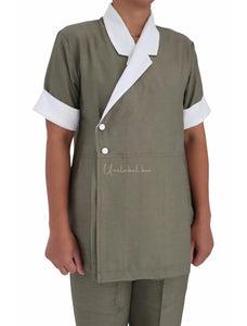 OLIVE-OFFWHITE COLLAR