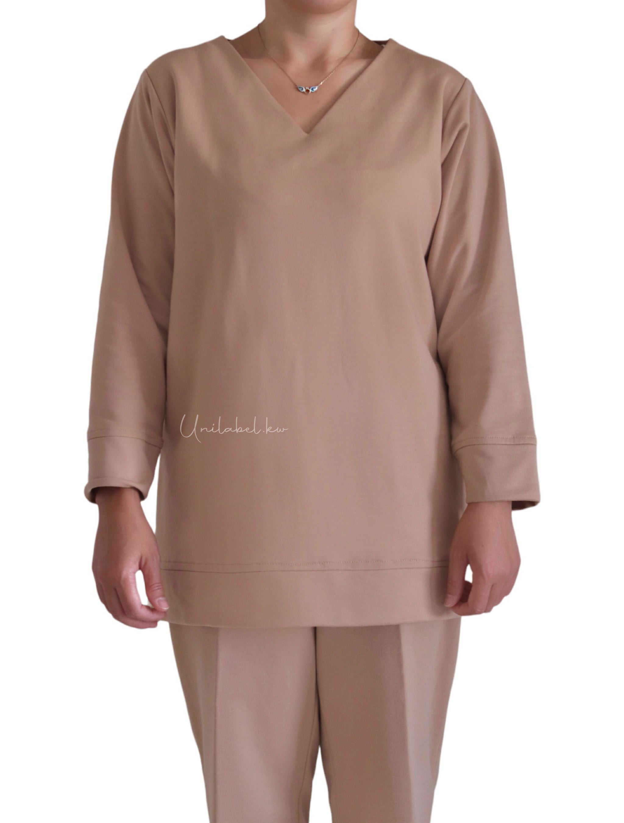 V-NECK SWEATSUIT (BEIGE)