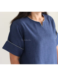 TRIM LINEN BLEND - NAVY