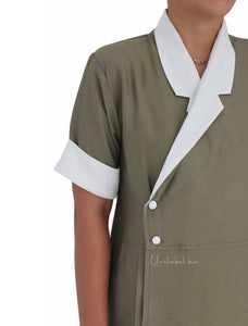 OLIVE-OFFWHITE COLLAR